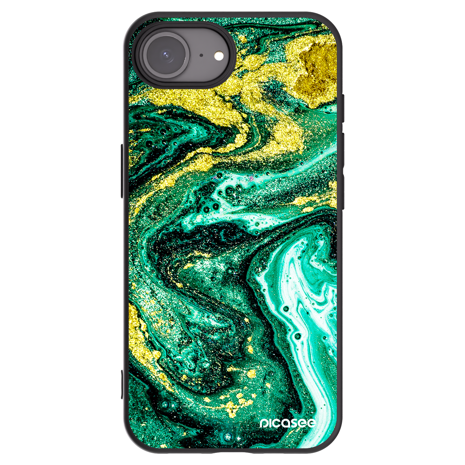 Picasee silikonový černý obal pro Apple iPhone 16e - Green Gold