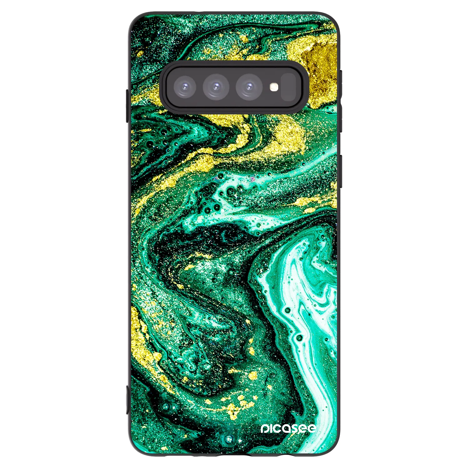Picasee silikonový černý obal pro Samsung Galaxy S10 G973 - Green Gold