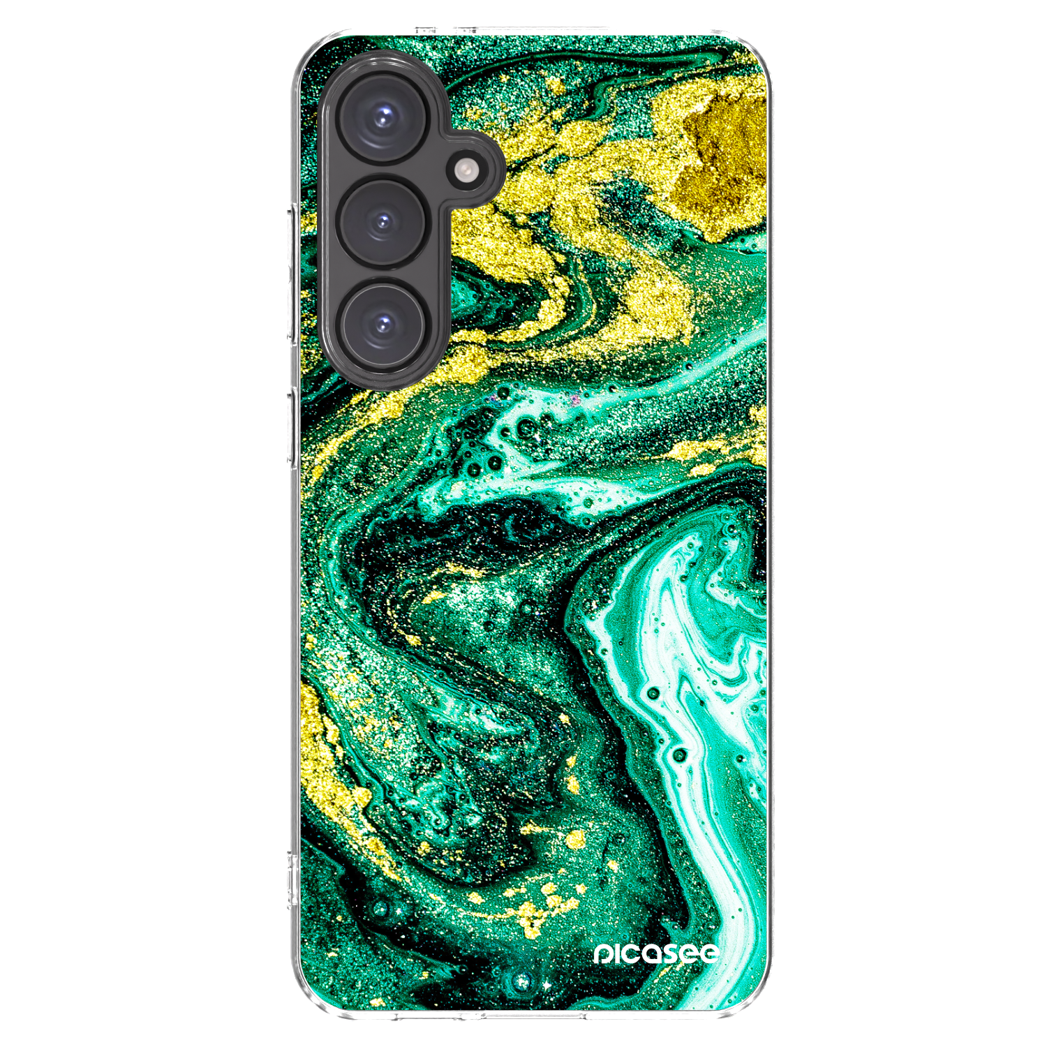 Picasee silikonový průhledný obal pro Samsung Galaxy S24 FE S721B - Green Gold