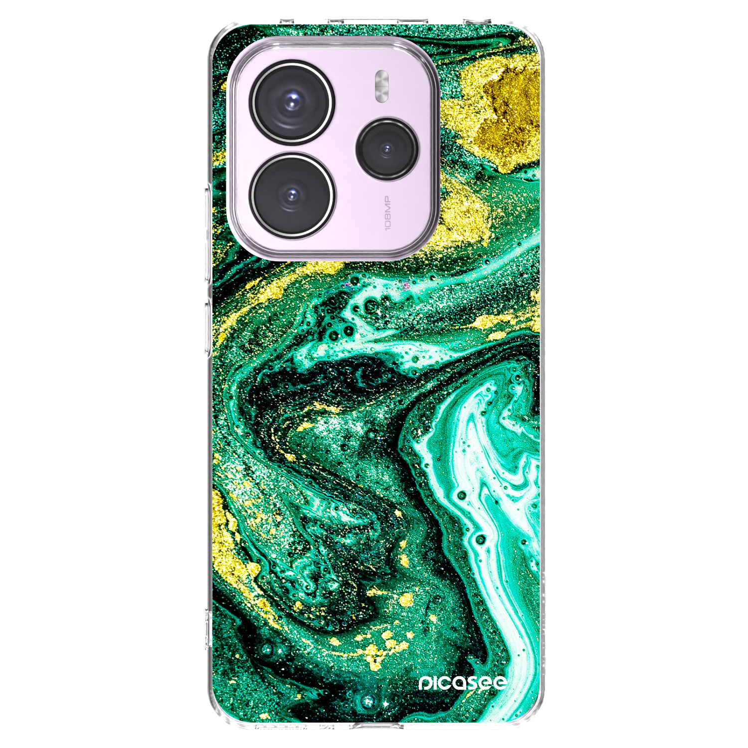 Picasee silikonový průhledný obal pro Xiaomi Redmi Note 14 5G - Green Gold