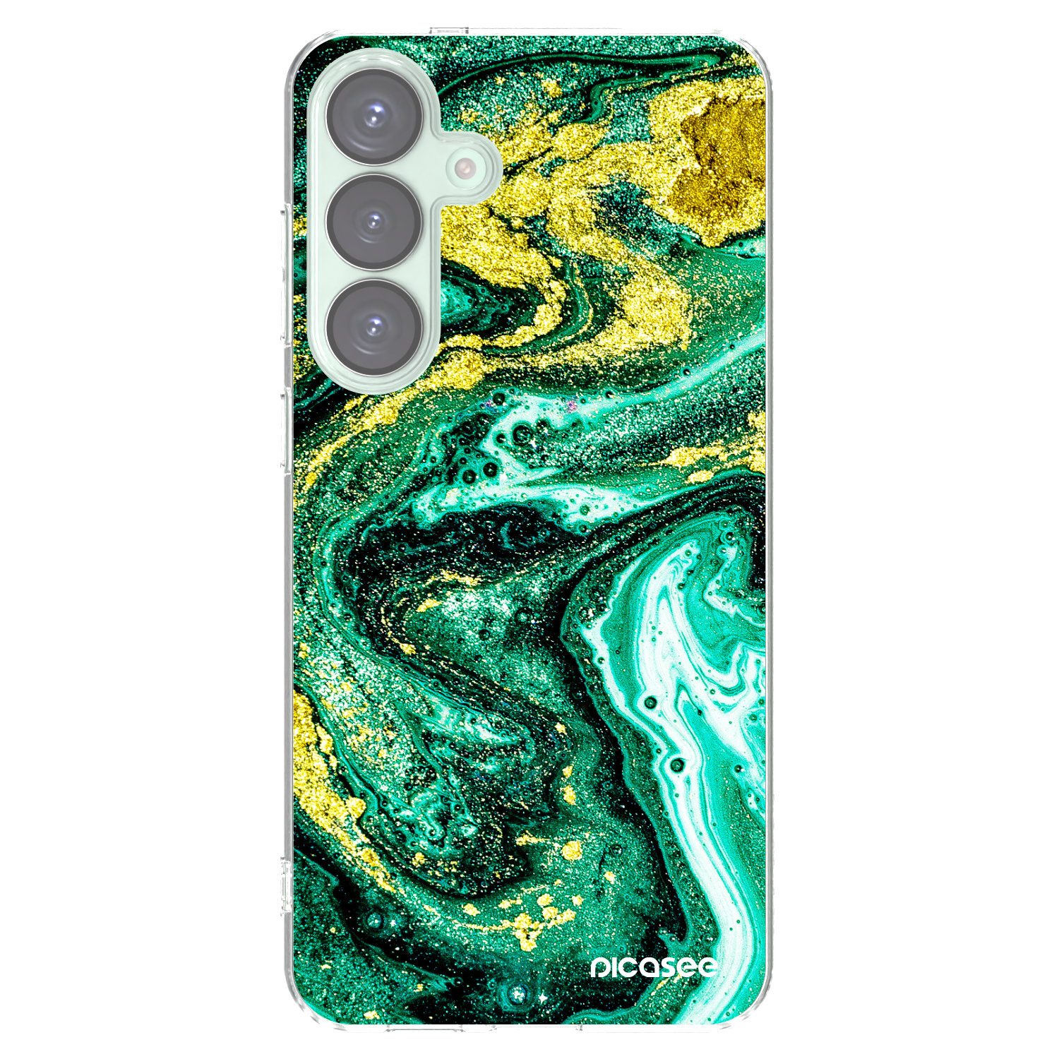 Picasee silikonový průhledný obal pro Samsung Galaxy S25+ 5G - Green Gold