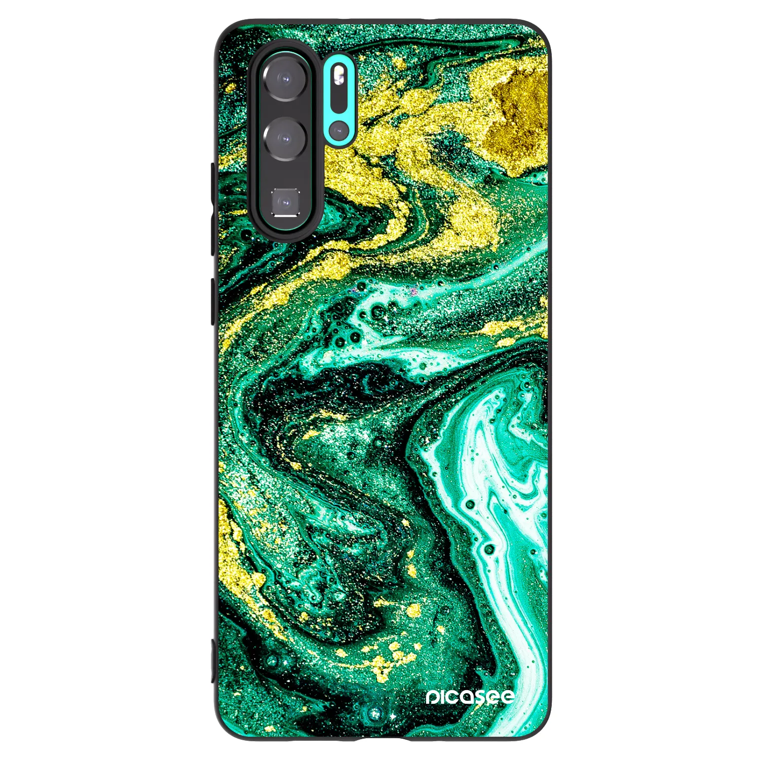 Picasee silikonový černý obal pro Huawei P30 Pro - Green Gold