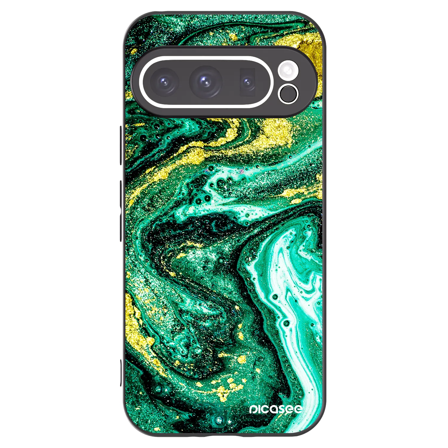Picasee silikonový černý obal pro Google Pixel 9 Pro - Green Gold
