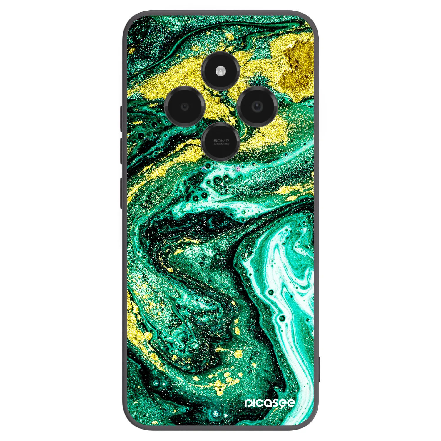 Picasee silikonový černý obal pro Xiaomi Poco C75 - Green Gold