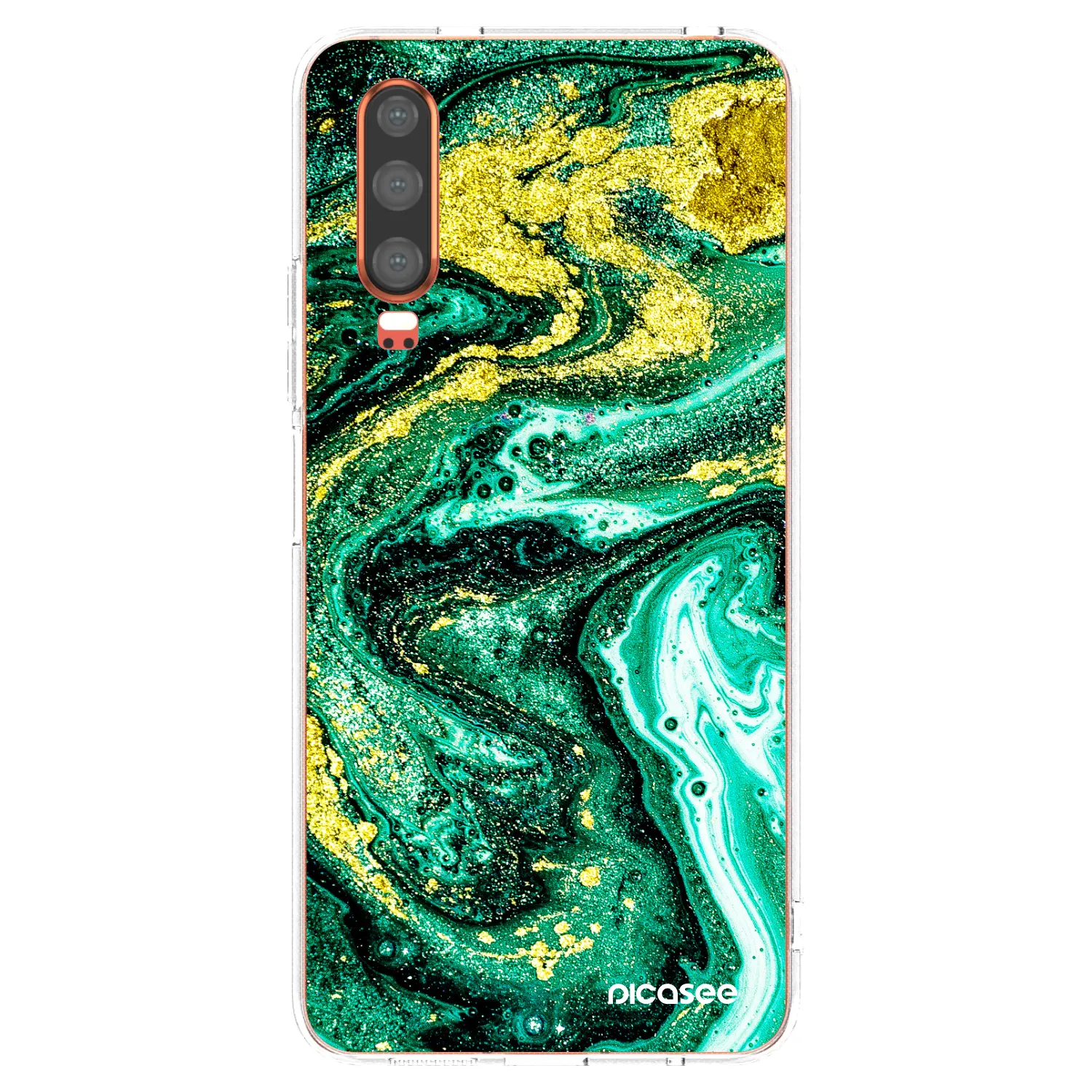 Picasee silikonový průhledný obal pro Huawei P30 - Green Gold