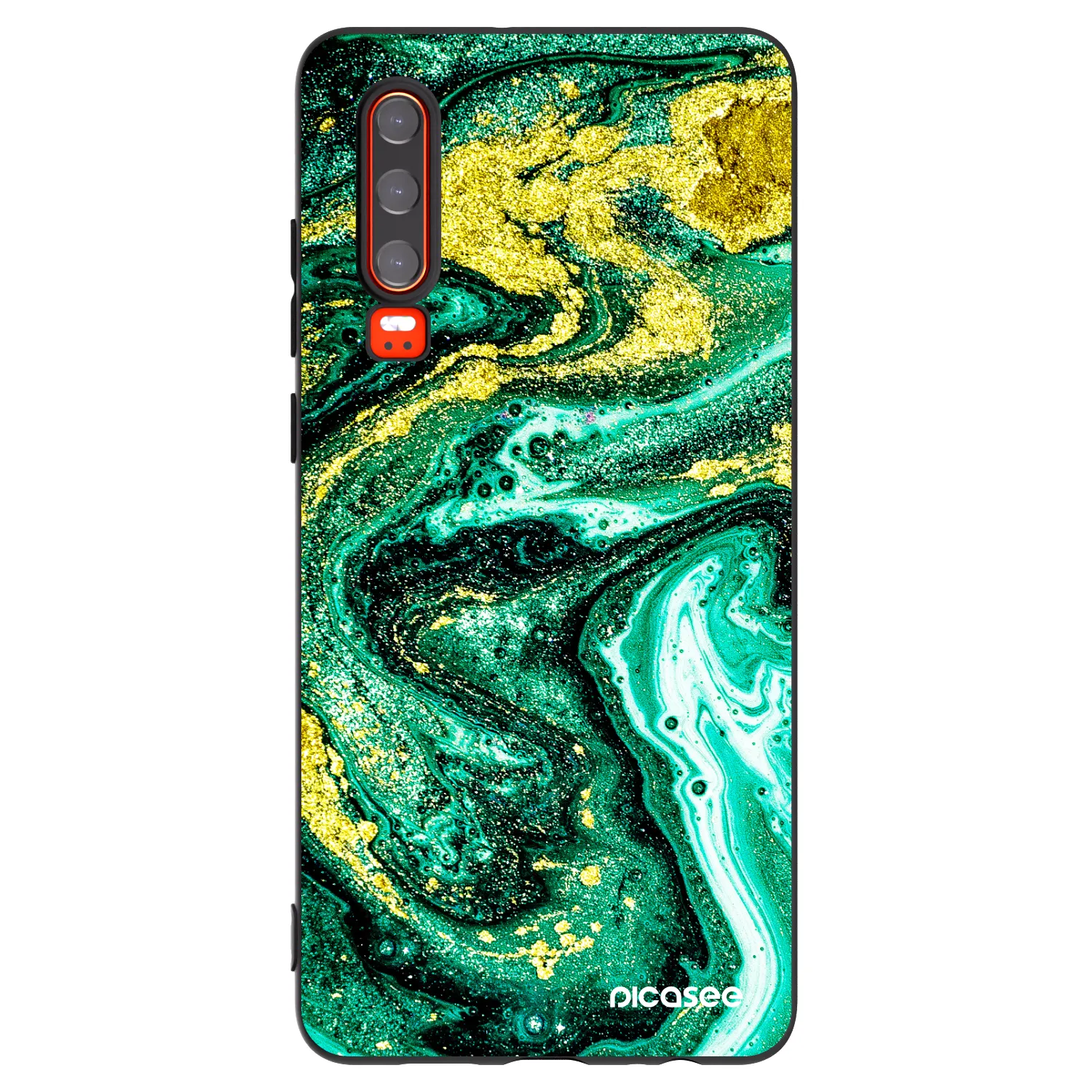 Picasee silikonový černý obal pro Huawei P30 - Green Gold