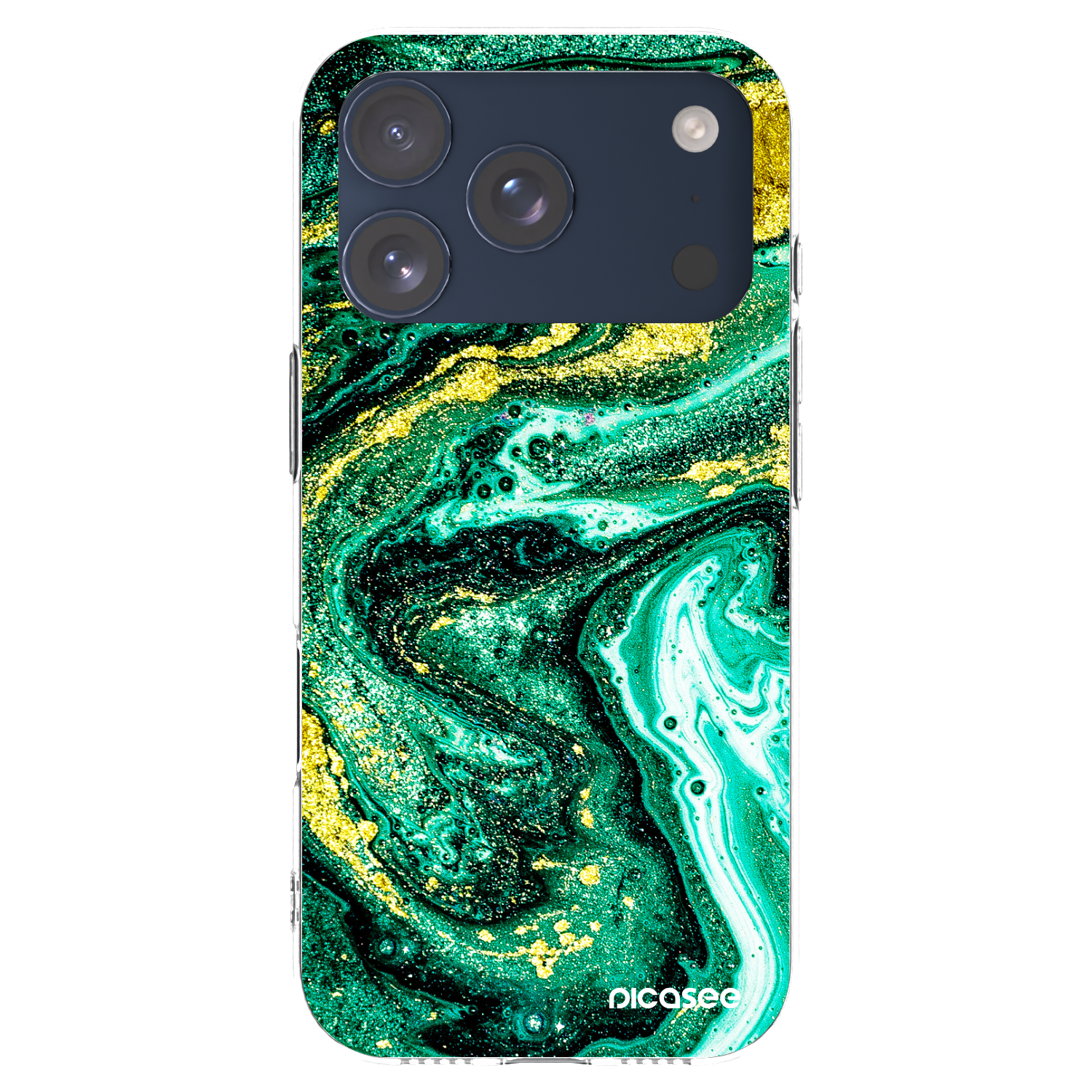 Picasee silikonový průhledný obal pro Apple iPhone 17 Pro - Green Gold