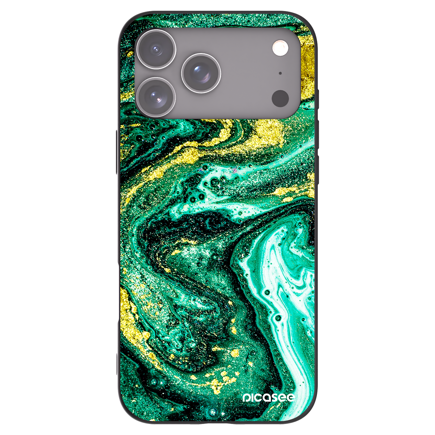 Picasee silikonový černý obal pro Apple iPhone 17 Pro Max - Green Gold