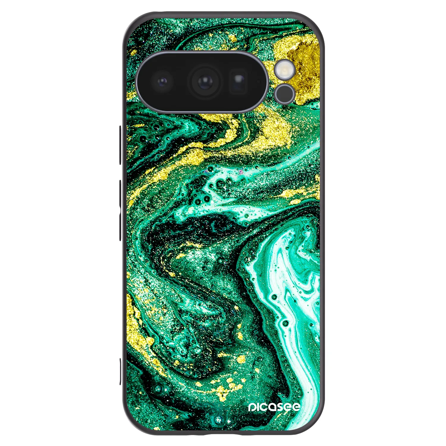Picasee silikonový černý obal pro Google Pixel 10 Pro - Green Gold