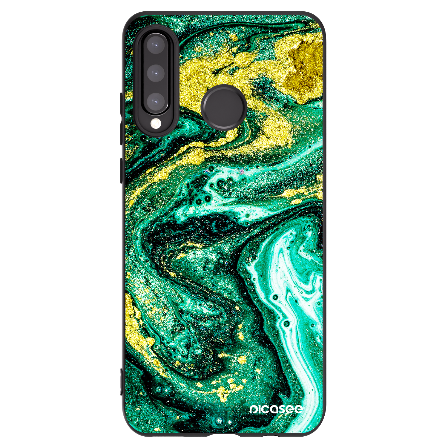 Picasee silikonový černý obal pro Huawei P30 Lite - Green Gold