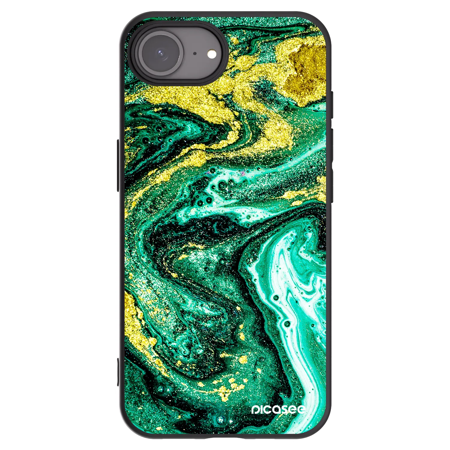 Picasee silikonový černý obal pro Apple iPhone 17e - Green Gold