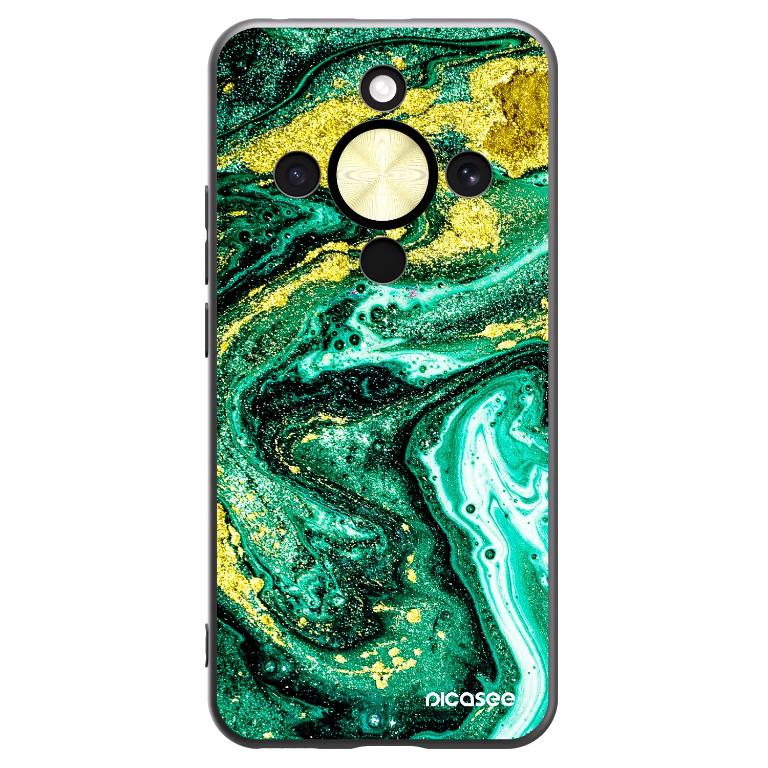 Picasee silikonový černý obal pro Honor Magic8 Lite 5G - Green Gold