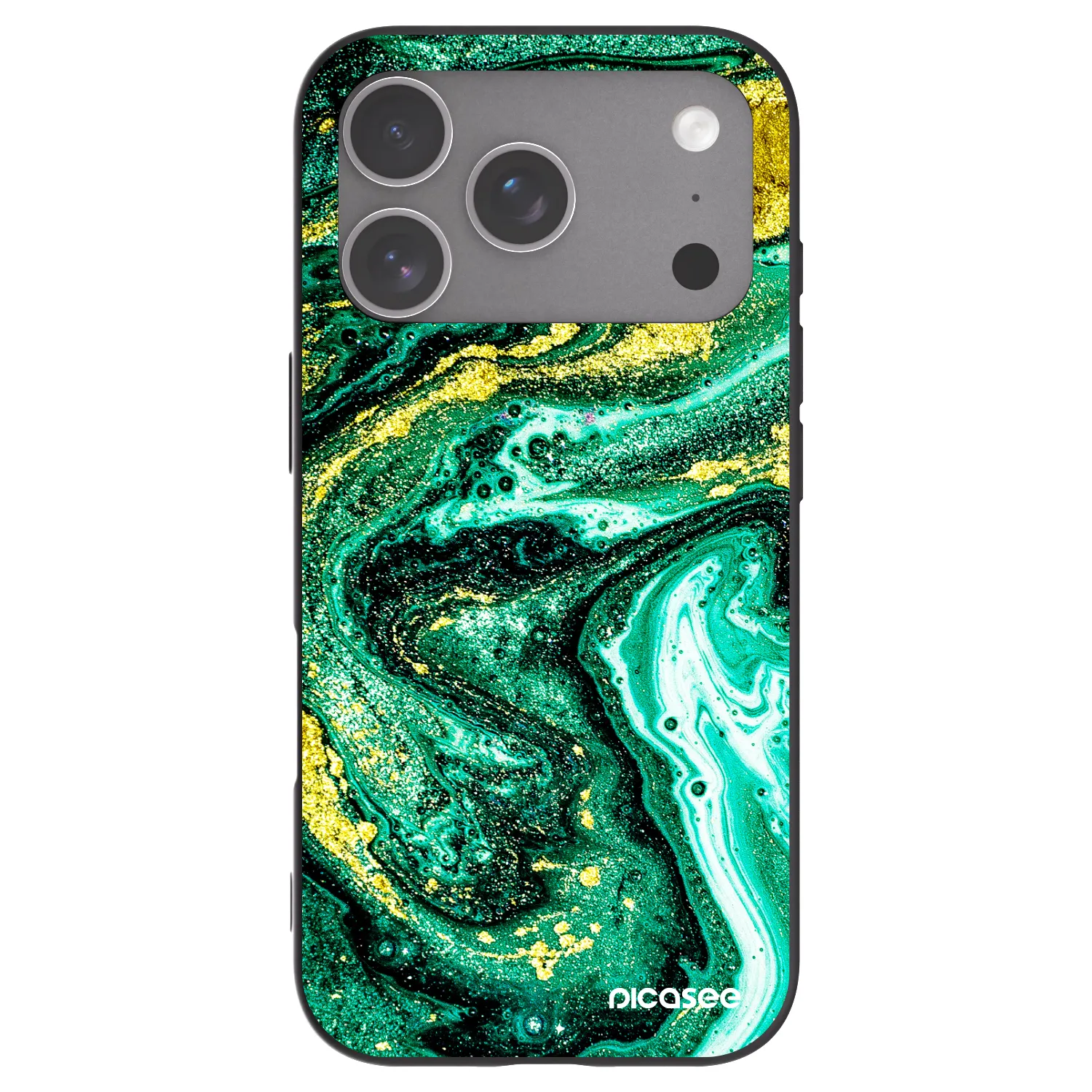 Picasee silikonový černý obal pro Apple iPhone 18 Pro - Green Gold