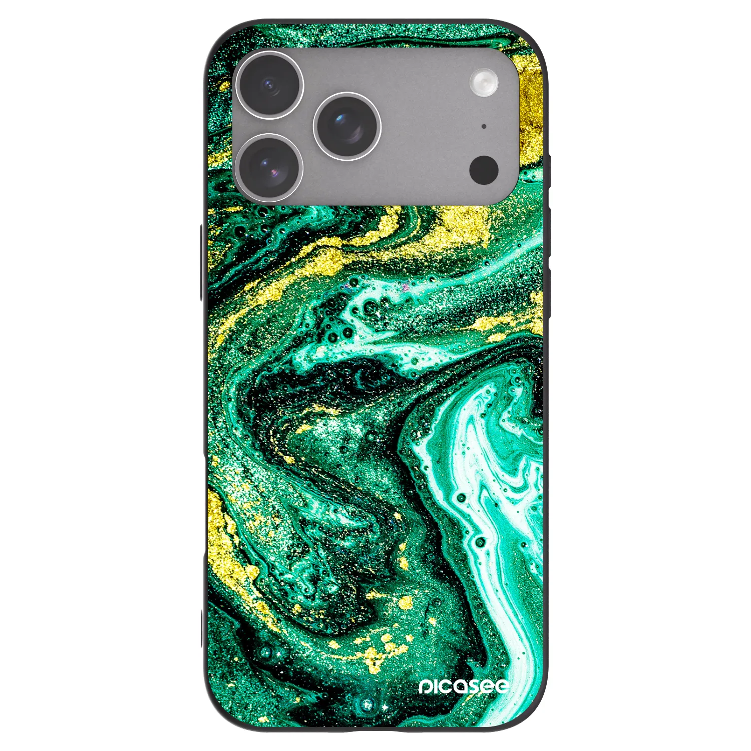 Picasee silikonový černý obal pro Apple iPhone 18 Pro Max - Green Gold