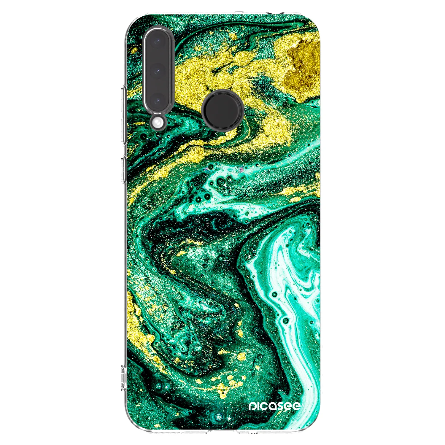 Picasee silikonový průhledný obal pro Honor 20 Lite - Green Gold