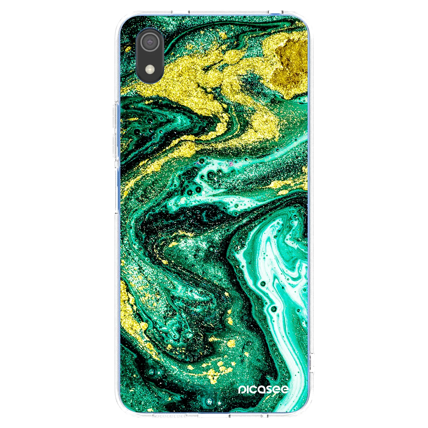 Picasee silikonový průhledný obal pro Xiaomi Redmi 7A - Green Gold