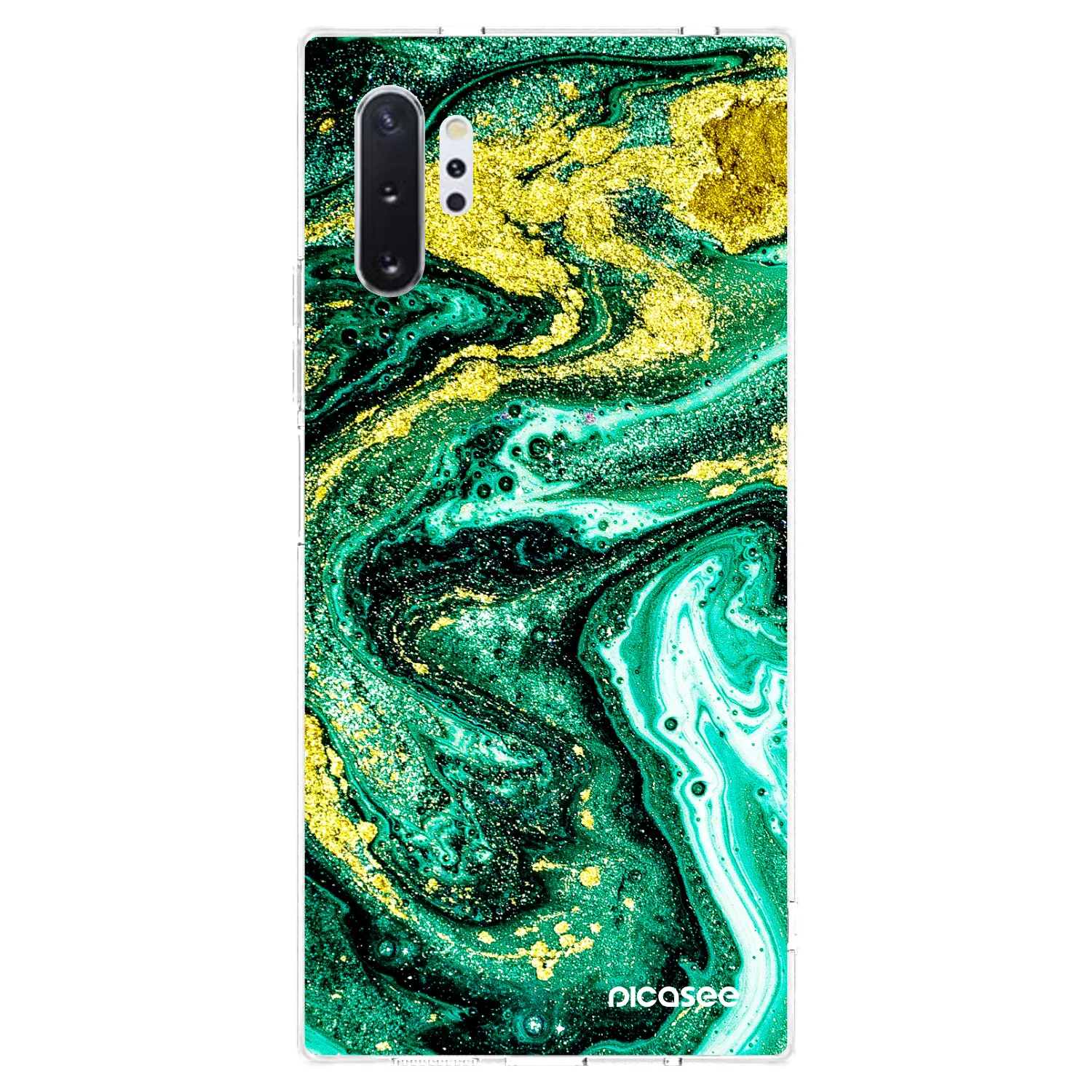 Picasee silikonový průhledný obal pro Samsung Galaxy Note 10+ N975F - Green Gold