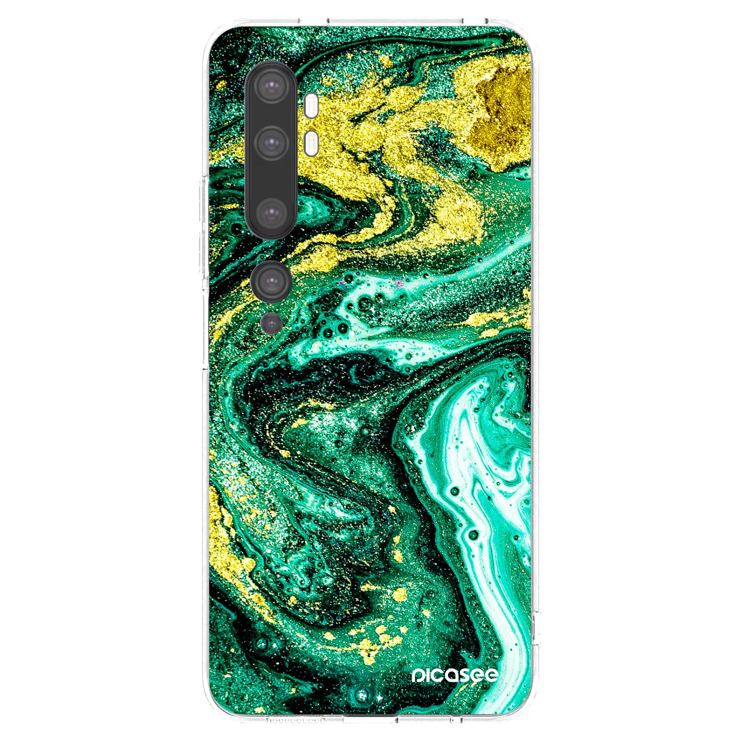 Picasee silikonový průhledný obal pro Xiaomi Mi Note 10 (Pro) - Green Gold