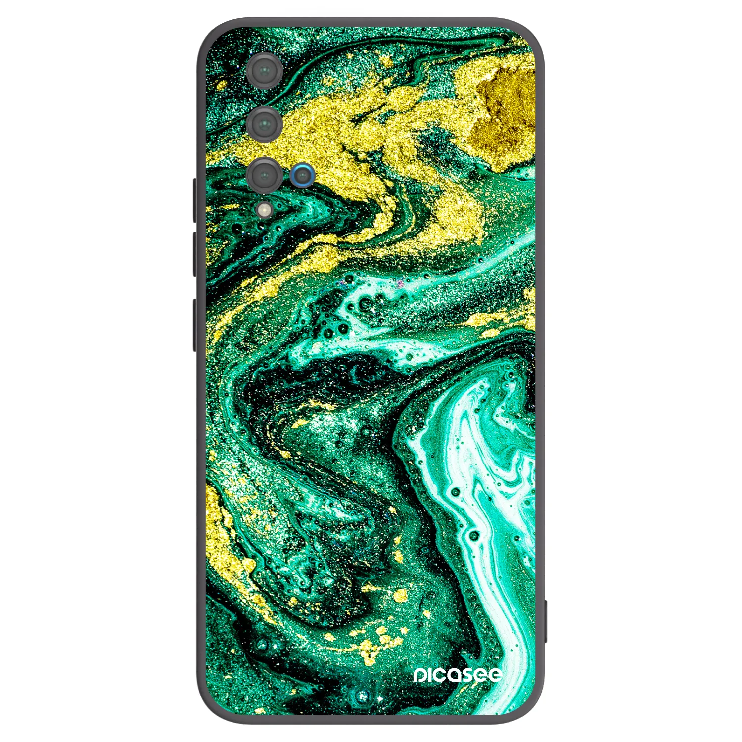 Picasee silikonový černý obal pro Huawei Nova 5T - Green Gold
