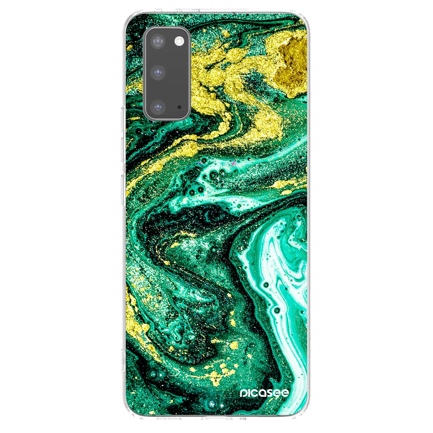 Picasee silikonový průhledný obal pro Samsung Galaxy S20 G980F - Green Gold