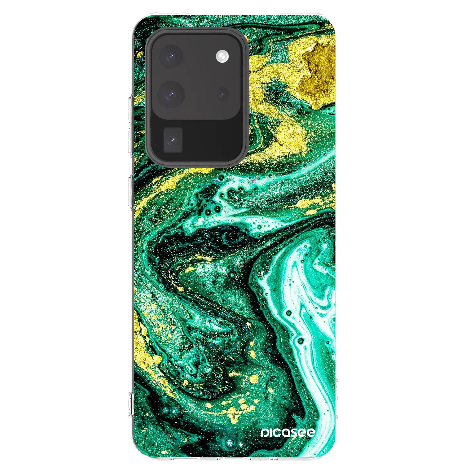 Picasee silikonový průhledný obal pro Samsung Galaxy S20 Ultra 5G G988F - Green Gold