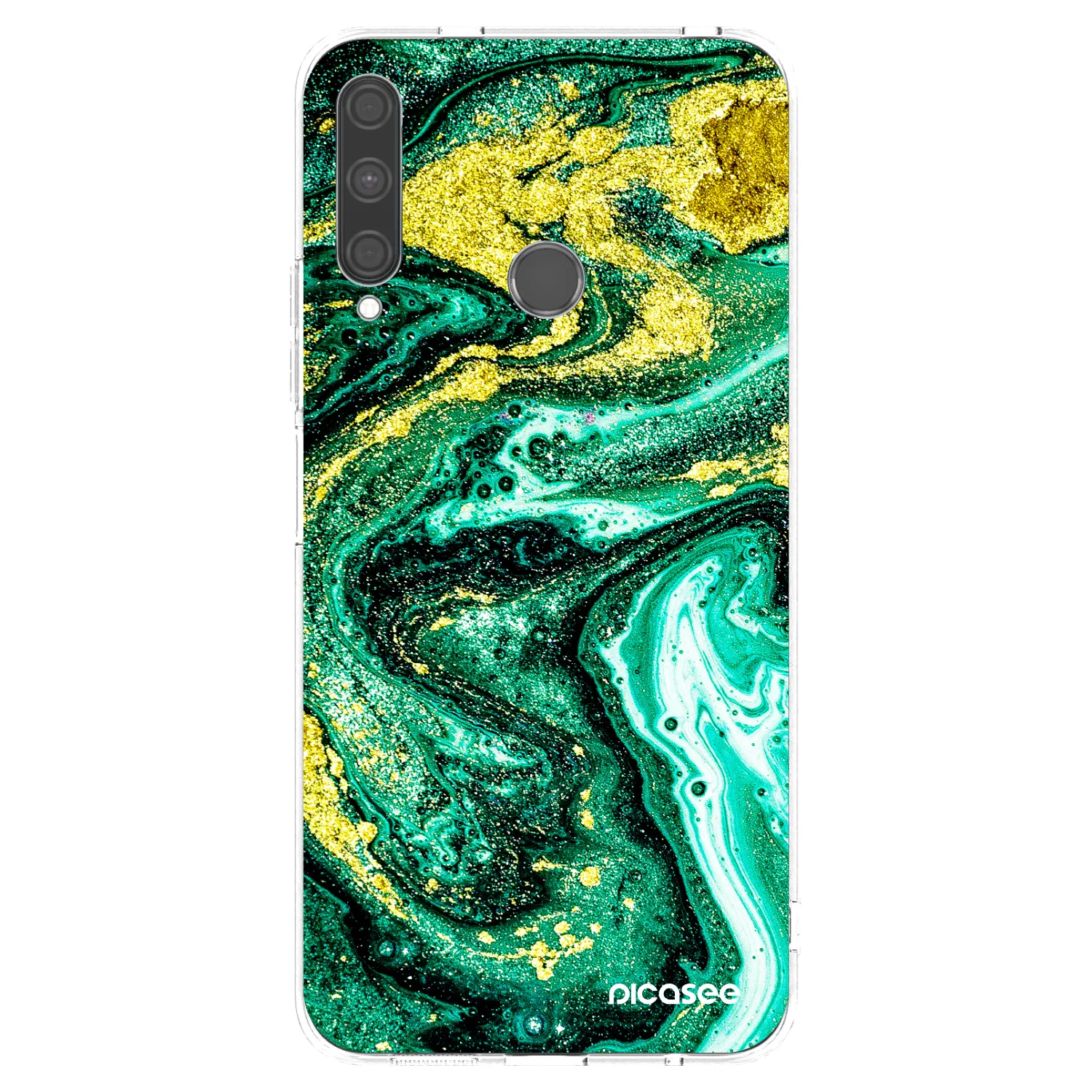 Picasee silikonový průhledný obal pro Huawei P40 Lite E - Green Gold
