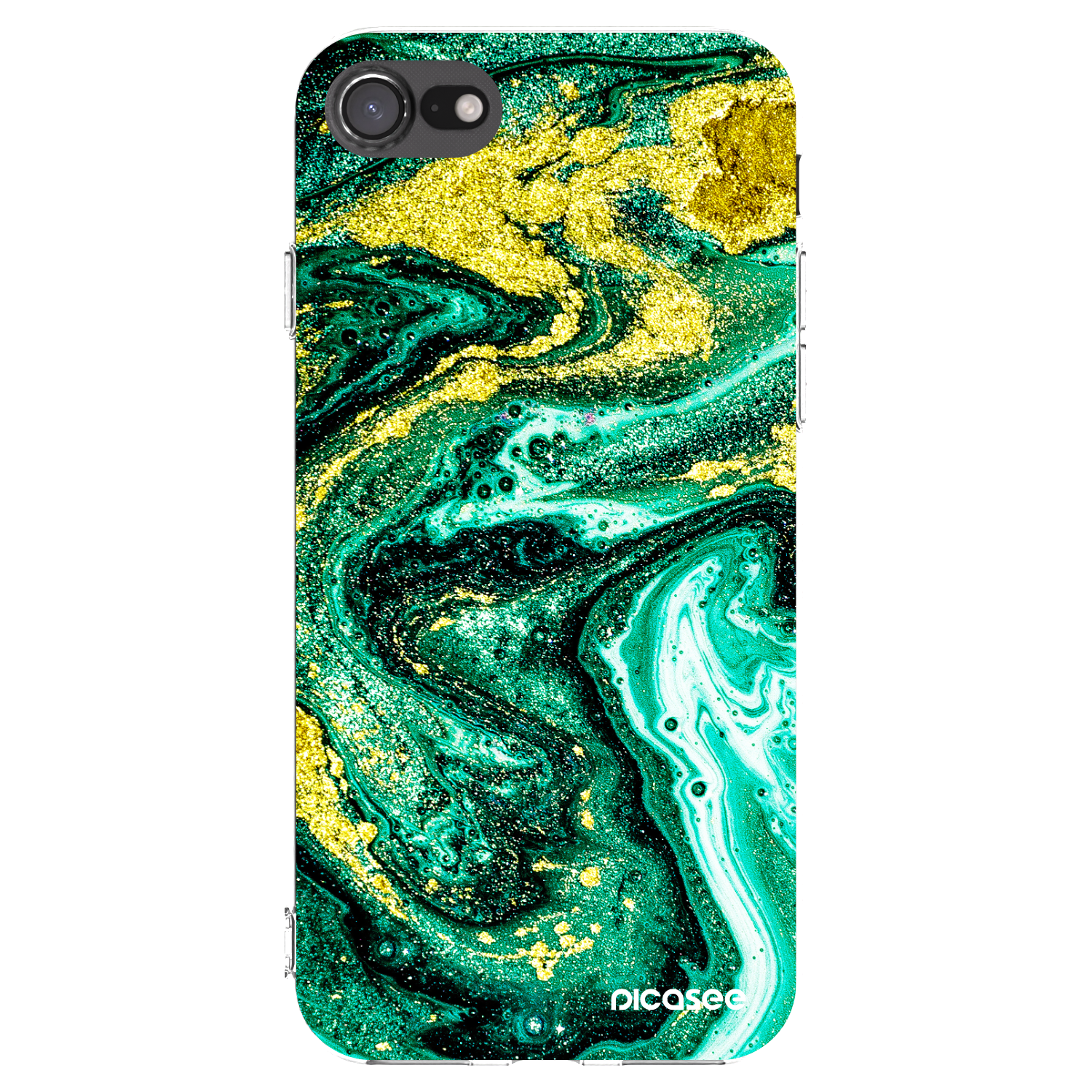 Picasee silikonový průhledný obal pro Apple iPhone SE 2020 - Green Gold
