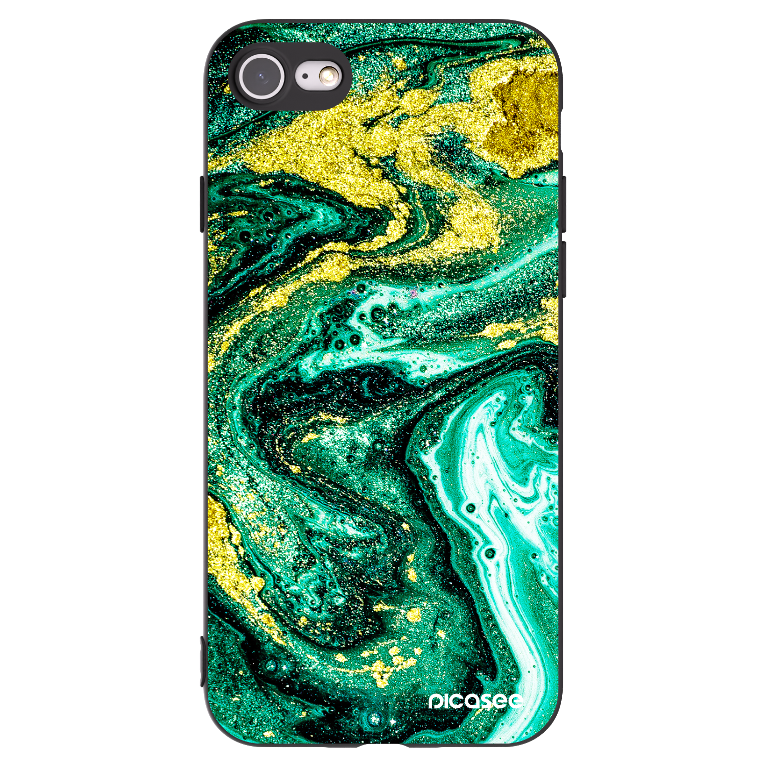 Picasee silikonový černý obal pro Apple iPhone SE 2020 - Green Gold