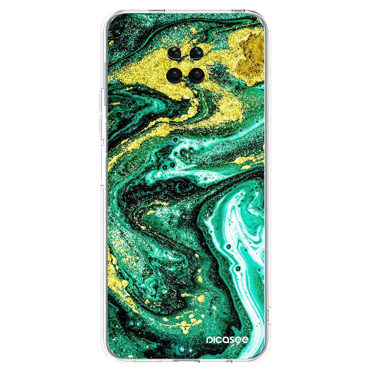 Picasee silikonový průhledný obal pro Xiaomi Redmi Note 9 Pro - Green Gold