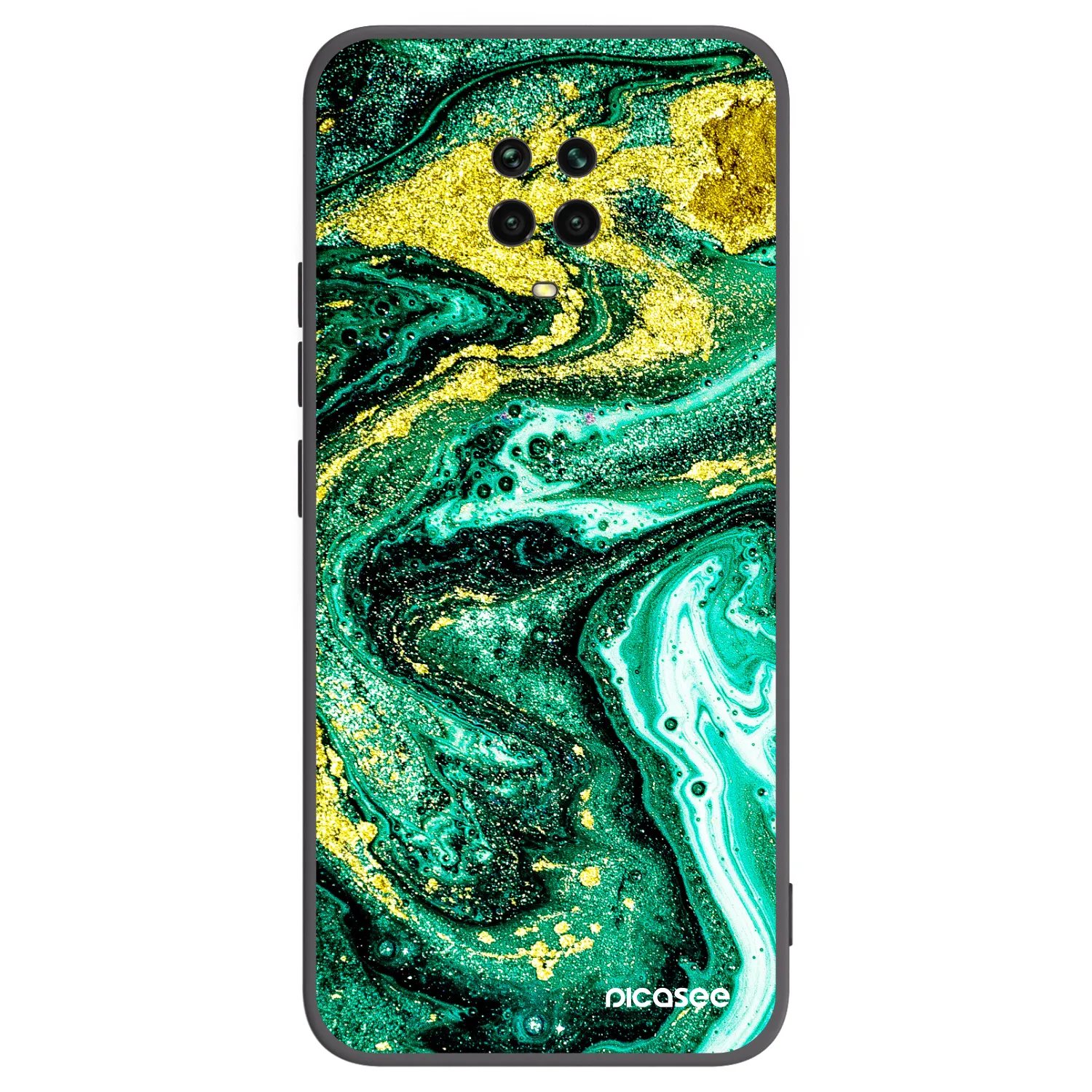 Picasee silikonový černý obal pro Xiaomi Redmi Note 9 Pro - Green Gold