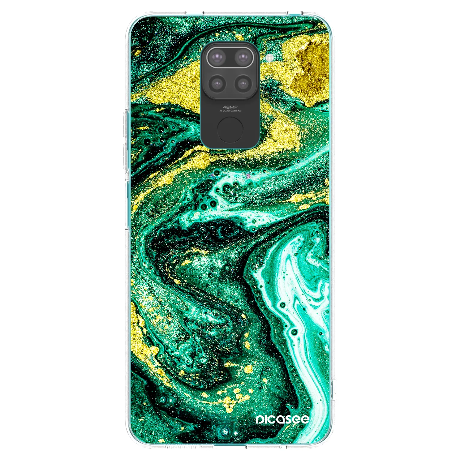 Picasee silikonový černý obal pro Xiaomi Redmi Note 9 - Green Gold