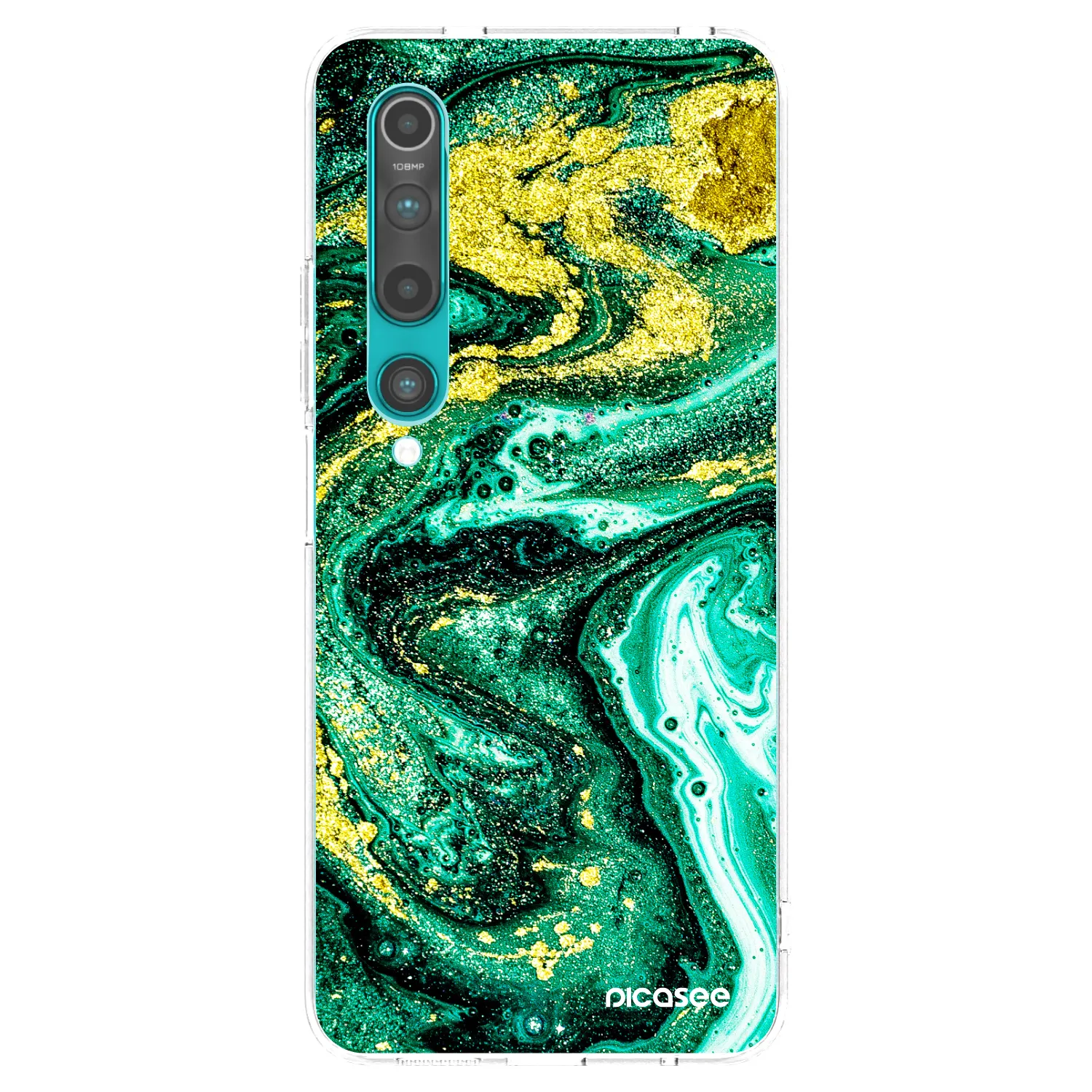 Picasee silikonový průhledný obal pro Xiaomi Mi 10 - Green Gold