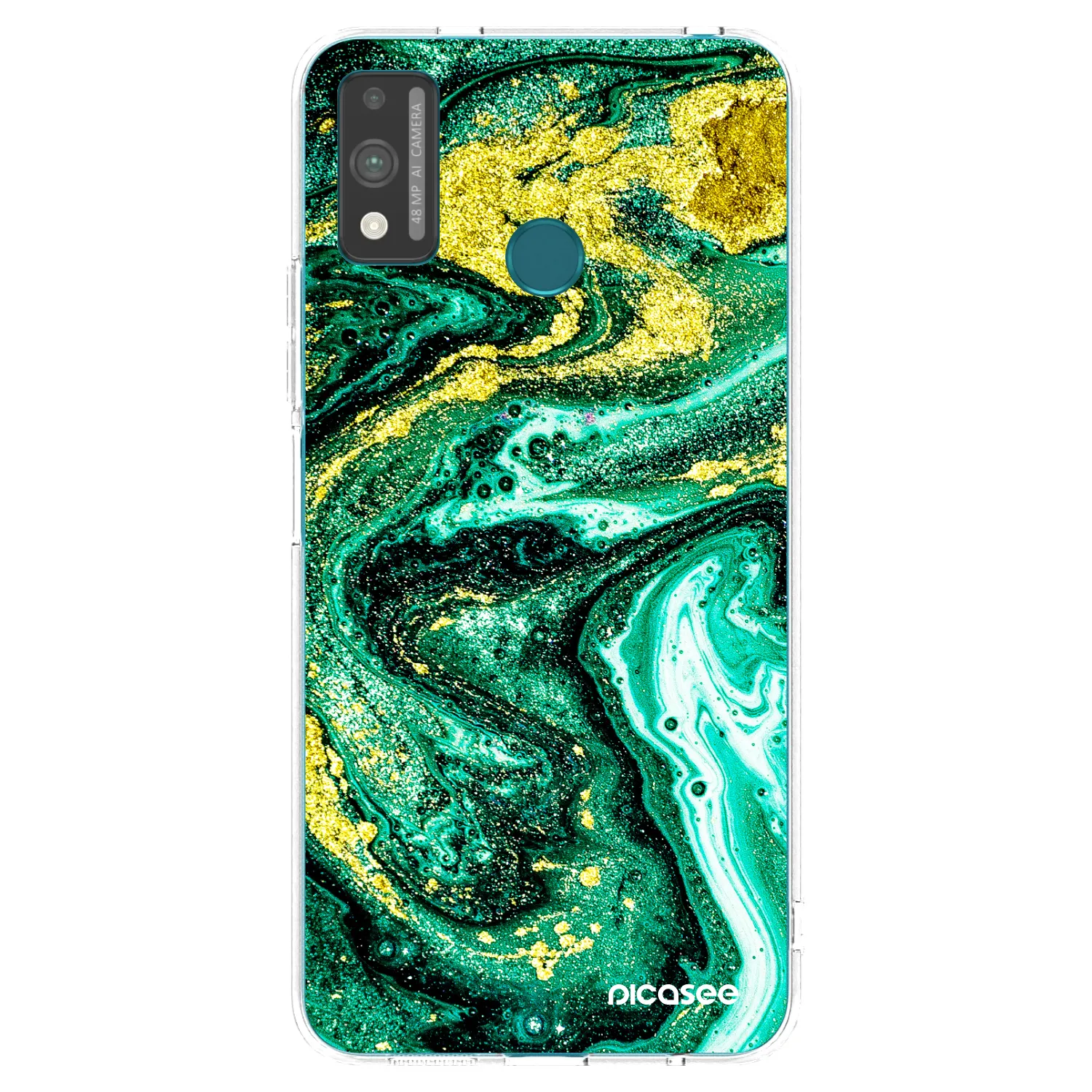 Picasee silikonový průhledný obal pro Honor 9X Lite - Green Gold