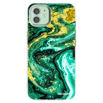 Picasee silikonový průhledný obal pro Apple iPhone 12 Pro - Green Gold