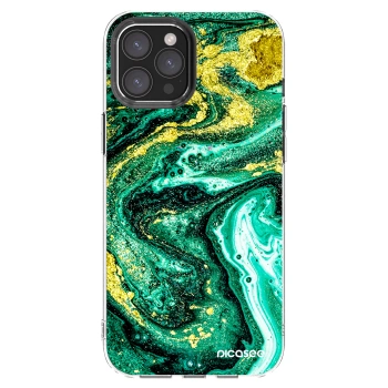 Picasee silikonový průhledný obal pro Apple iPhone 12 Pro Max - Green Gold