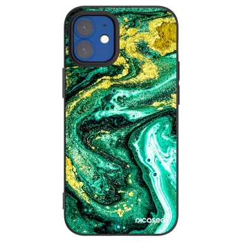 Picasee silikonový černý obal pro Apple iPhone 12 mini - Green Gold