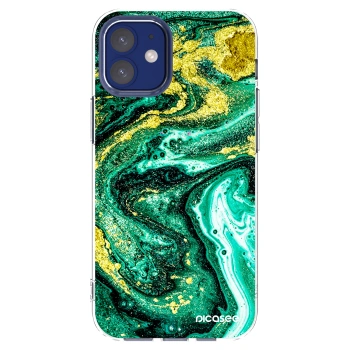 Picasee silikonový průhledný obal pro Apple iPhone 12 mini - Green Gold