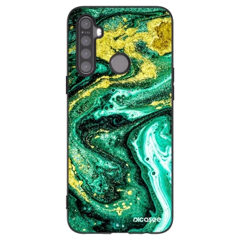 Picasee silikonový černý obal pro Realme 5 - Green Gold