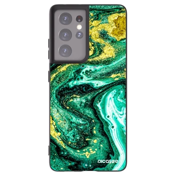 Picasee silikonový černý obal pro Samsung Galaxy S21 Ultra 5G G998B - Green Gold