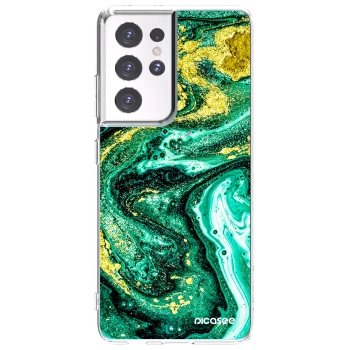 Picasee silikonový průhledný obal pro Samsung Galaxy S21 Ultra 5G G998B - Green Gold