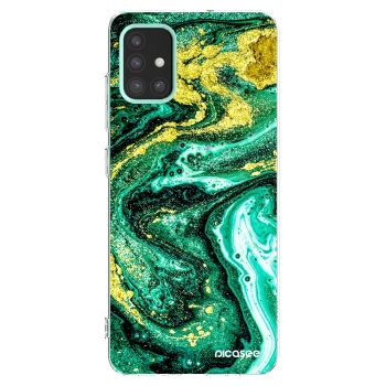 Picasee silikonový průhledný obal pro Samsung Galaxy M31s - Green Gold