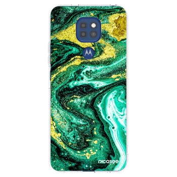 Picasee silikonový průhledný obal pro Motorola Moto G9 Play - Green Gold