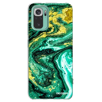 Picasee silikonový průhledný obal pro Xiaomi Redmi Note 10 Pro - Green Gold