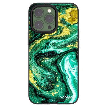 Picasee silikonový černý obal pro Apple iPhone 13 Pro - Green Gold