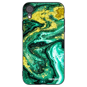 Picasee silikonový černý obal pro Apple iPhone XR - Green Gold