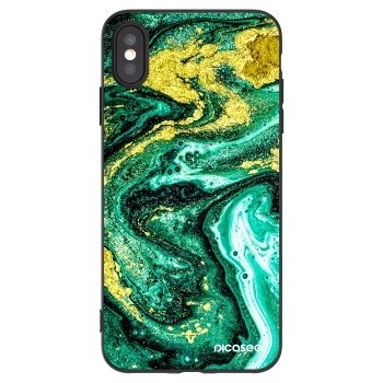 Picasee silikonový černý obal pro Apple iPhone XS Max - Green Gold
