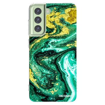 Picasee silikonový průhledný obal pro Samsung Galaxy S21 FE 5G - Green Gold