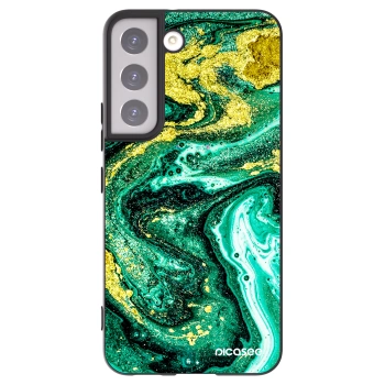 Picasee silikonový černý obal pro Samsung Galaxy S22 5G - Green Gold
