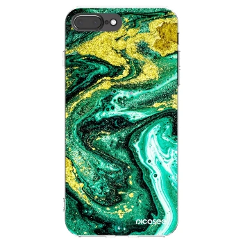 Picasee silikonový průhledný obal pro Apple iPhone 7 Plus - Green Gold