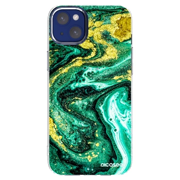 Picasee silikonový průhledný obal pro Apple iPhone 14 Plus - Green Gold